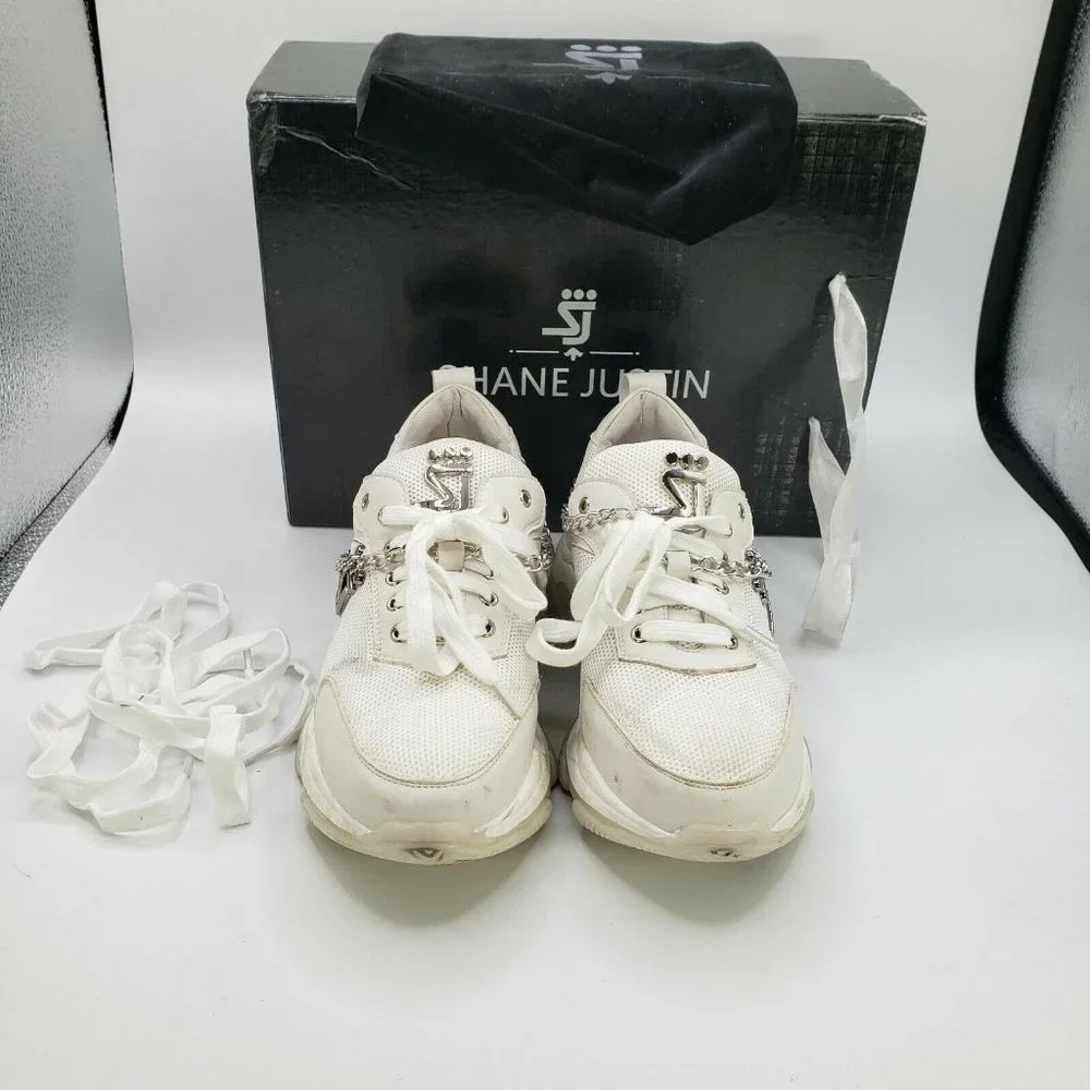 Shane Justin Sneaker Blanco Trainer Size 38/US 6-6.5 womens w Box - Picture 6 of 11
